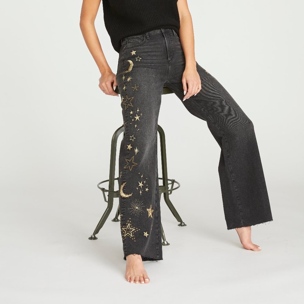 Celestial Charlee Studded Washed Black Jeans from Driftwood NEW